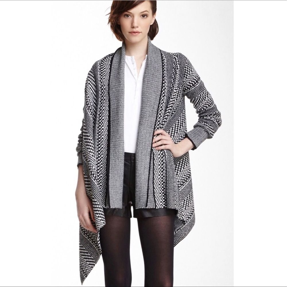 BB Dakota Black & White Kali Knit Wrap Cardigan